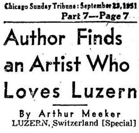 «Arthur Meeker Jr. re. Hans Erni, Chicago Sunday Tribune, 1951 September 23»